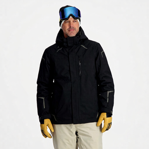 Chaqueta Acolchada con Capucha para Hombre, Negra, Impermeable, Cortavientos, Ropa de Invierno, Relleno de Poliéster, Cierre de Cremallera, Estilo Deportivo - Product Image 1