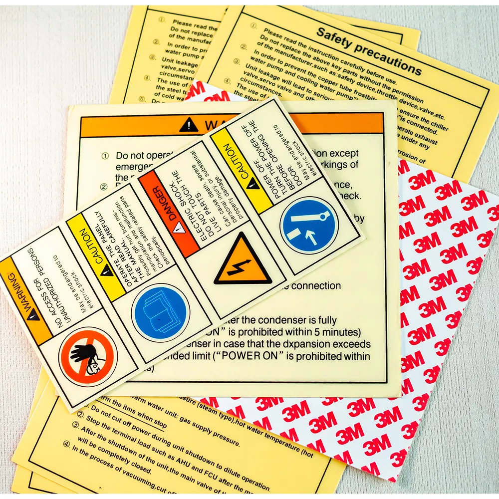 High quality custom smooth plastic safety warning label stickers