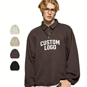 T-shirts unisexes de haute qualité, épais, couleur unie, personnalisables avec logo, pour l'automne, style décontracté, impression sur pull, fourniture ODM/OEM - Product Image 1