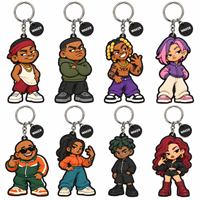 Porte-clés Anime Personnalisé OEM, Porte-clés Personnage Rappeur en PVC Souple 2D avec Étiquette Logo pour Cadeaux Promotionnels
