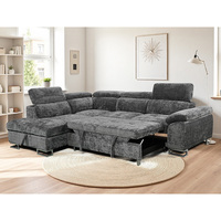 Canapé-lit convertible en forme de L, design européen, deux places, en éponge, avec chaise longue, USB, rembourrage, gain de place, pour salon et chambre