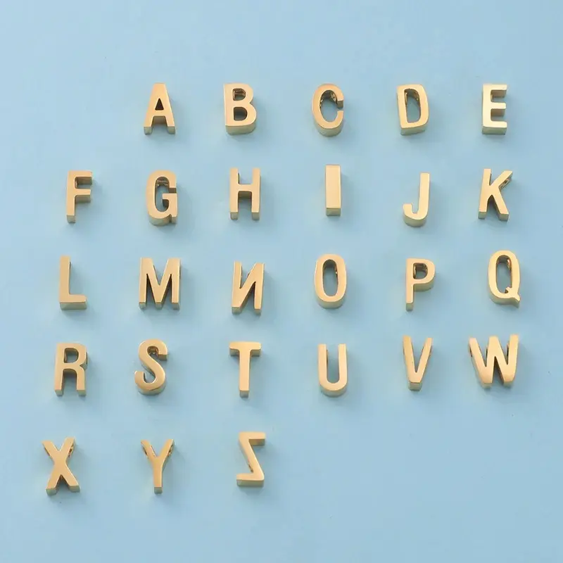 Tiny Dainty perles de l'alphabet en acier inoxydable A-Z breloque lettre initiale minuscule collier initial en minuscule