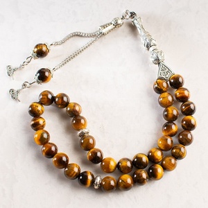 Vero occhio di tigre perline di preghiera islamica pietra naturale 33 perline Tasbih Misbaha Tasbeeh <span class=keywords><strong>rosario</strong></span> Sibha Tasbih 33 gioielli musulmani 10mm - Product Image 6
