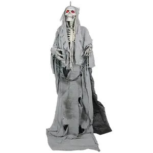 2024 Halloween Decorations Wholesale Factory Price Animatronics Accessories Hanging Ghost Party Skeleton With Glowing Eyes