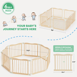 <span class=keywords><strong>Corral</strong></span> Plegable Grande de <span class=keywords><strong>Madera</strong></span> para Bebés y Niños Pequeños - Product Image 4