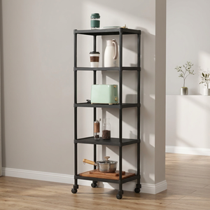 Estante de Almacenamiento Metálico Minimalista de 5 Niveles con Ruedas, Tipo Vertical, para Guardar Artículos Diversos en la Sala de Estar - Product Image 5