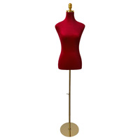 Mannequin femme demi-corps en velours avec support et capacité d'insertion de pinces pour la drapage de vêtements et la présentation en direct