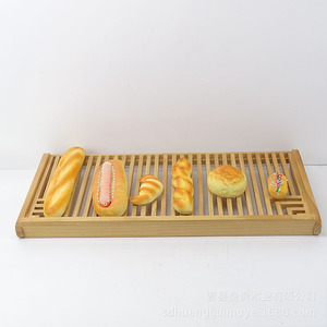 ถาดไม้สำหรับวางขนมปังสำหรับอบและเสิร์ฟอาหาร ชั้นวางเก็บอาหาร สีทึบ - Product Image 2