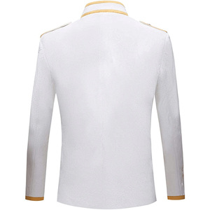 MS Luxury Gold Embroidery <b>Men</b> <b>Blazer</b> British Style Stand Collar Wedding Tuxedo Vintage Long Dance Prince Coat - Product Image 2