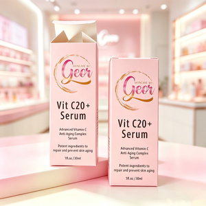 Custom Logo Printed Cosmetic Paper Box Pink Folding Packaging Box Vitamin C Serum Skincare Essence Bottle Packaging <b>Boxes</b> - Product Image 1