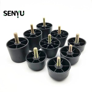 SENYU Black Plastic Furniture Legs <b>Round</b> Tapered <b>Sofa</b> Bed Table Feet with Metal Mounting Plates and Screws - Product Image 2