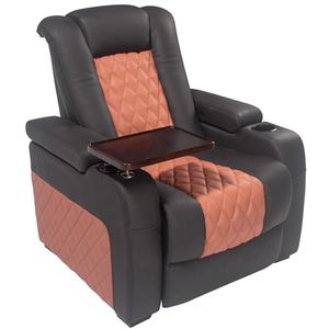 リクライニングチェアホームシアター座席グレー牛革ホームシネマソファ家具プライベートシアター用 - Product Image 1