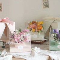 Boîte cadeau transparente en forme de V à double ouverture, style pliable, pour arrangement floral créatif, gâteau floral, en carton gaufré