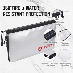 <span class=keywords><strong>Sac</strong></span> à documents en toile ignifuge et imperméable avec fermeture à glissière, design pliable pour un rangement sécurisé des objets de valeur et des documents légaux - Product Image 5