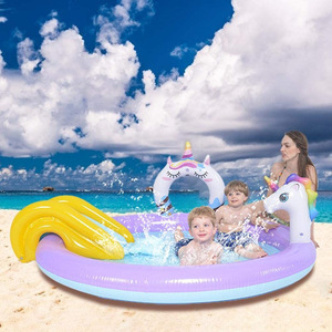 Inflatable Unicorn Slide And Fountain Pool For Kids With Spray Water Feature Outdoor Play Area - Product Image 4