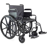 Silla de Ruedas Reforzada (225 kg), Ancha, Bariátrica, Plegable, con Doble Barra Transversal, Estructura de Acero, Garantía de 3 Años, PEPE Mobility P10038, Giratoria