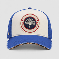 Casquette de camionneur réglable 5 panneaux en maille, style vintage, imprimé léopard, broderie personnalisée, tendance, décontractée, pour l'extérieur