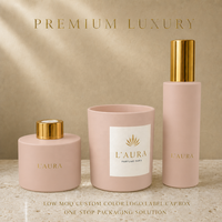 Ensemble de contenants en verre pour bougies de luxe en gros avec vaporisateur |   Boîte de casquettes avec étiquette logo couleur personnalisée, solution tout-en-un |   Vases décoratifs en gros avec logo personnalisé