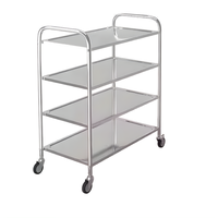 Goed Verkopende 2-Tier Gepolijste Vierkante Buis Roestvrij Staal Catering Trolley Keuken Trolley Kar Voor Hotel & Restaurant Benodigdheden