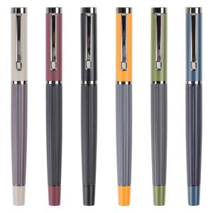 Two Tone Vertical Groove Twist Metal <b>Roller</b> Pen With Chrome Clip Anti Slip <b>Textured</b> Barrel Rotating Signature Pen Custom Logo - Product Image 1