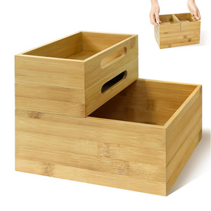 Wooden Storage <b>Box</b> Desktop Organizer With Compartments For <b>Makeup</b> And Jewelry Solid Color - Product Image 5