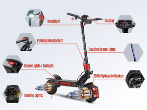 <span class=keywords><strong>Trottinette</strong></span> Électrique Tout-Terrain Raptor pour Adultes, Double Moteur, Étanche, Application Numérique, Livraison Rapide, Autonomie 100km, Prix Abordable, Pneus Larges, UE - Product Image 5