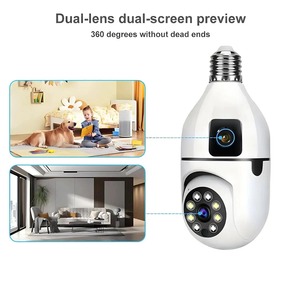 Cámara de Vigilancia WiFi Inalámbrica con Doble Lente, Monitoreo Interior, Aplicación <span class=keywords><strong>V380</strong></span>, Cámara de Seguridad con Forma de Bombilla, Fabricante - Product Image 1