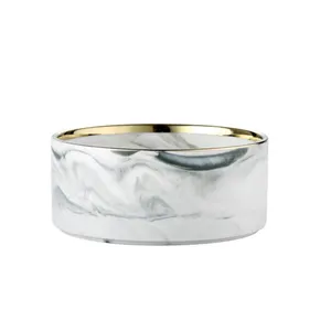 Kinglang — bol <span class=keywords><strong>de</strong></span> fruits en porcelaine à <span class=keywords><strong>marbre</strong></span>, <span class=keywords><strong>marbre</strong></span> nordique, 6 pouces, salade fantaisie, Dessert, bol <span class=keywords><strong>de</strong></span> fruits avec jante en or, vente en gros - Product Image 1