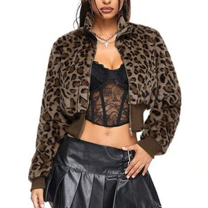 เสื้อโค้ทแฟชั่นสำหรับผู้หญิงเข้ารูปให้ความอบอุ่นใหม่พิมพ์ลายเสือดาวแนวสตรีทสำหรับฤดูหนาว - Product Image 1