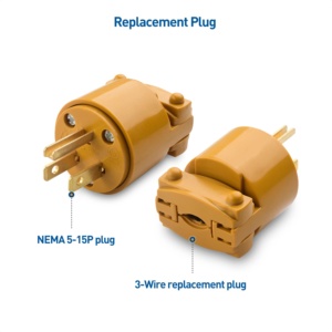 Linsheng 15A 125V 3 prong thay thế cắm 2 cực 3 dây NEMA 5-15p thẳng lưỡi điện cắm - Product Image 3