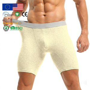 Slip e Boxer da Uomo Personalizzati in Cotone Giallo <span class=keywords><strong>Crema</strong></span> con Elastico in Vita, Traspiranti <span class=keywords><strong>per</strong></span> l'Estate, Vita Media, Comfort Quotidiano - Product Image 1