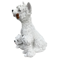 Ensemble de 3 statues de West Highland White Terrier en résine, réalistes, pour jardin, décoration extérieure, sculpture pour cour, pelouse, terrasse