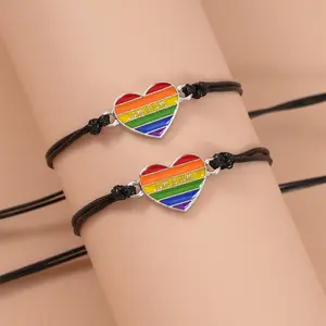 Personalidad arcoíris cuentas tejer pareja ajustable verano Orgullo Gay pulsera para mujeres niñas