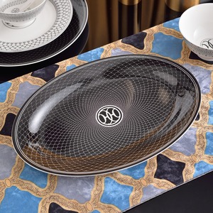 ชุดอาหารค่ำเซรามิกสีดำดีไซน์ใหม่ ชุดอาหารพอร์ซเลน 32 ชิ้น ชุดจานชามทันสมัย - Product Image 3