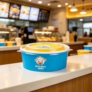 Bol à salade rond en papier kraft jetable avec couvercle, résistant à la graisse, pour emporter, conteneur pour la restauration rapide, logo personnalisé acceptable - Product Image 4