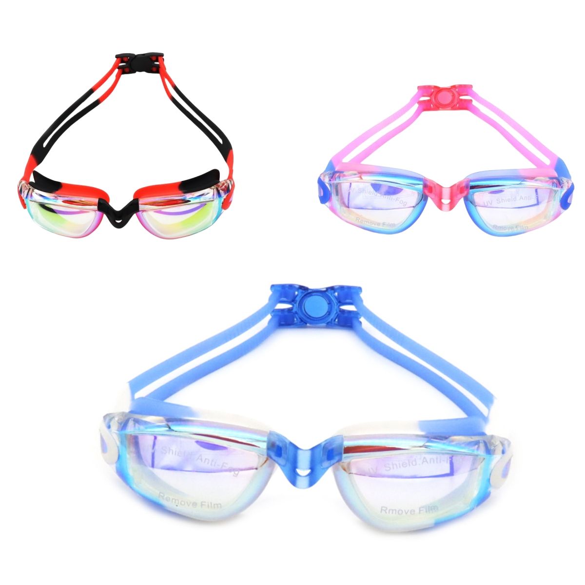 Funny Rainbow Kids Googles Swimming Goggles Anti Fog Mirrored Coating Sports Swim Glasses for Children PC Frame Material