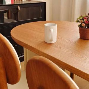 Juego de mesa y sillas de comedor ovaladas de madera maciza estilo retro francés, juego de comedor duradero de 4 piezas para adultos y personas mayores - Product Image 4