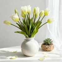 Bunga Tulip Artifisial Moisture Lock Water Ripple Parrot Real Touch untuk Dekorasi Pernikahan, Hiasan, dan Penataan Adegan Pengantin