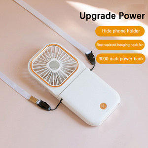Mini ventilador enfriador de aire con cuello colgante, ventilador USB, soporte plegable para teléfono, fuente de alimentación móvil de 3000mAh, Mini ventiladores portátiles con Banco de energía - Product Image 3