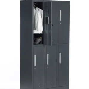 Staande Metalen Locker Staal 6 Deur Lockers Met Voeten Opbergkast Gym Kantoor School Fabriek Zes Deuren Kleding Kledingkast