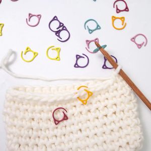 Marqueurs de point de tricot en forme de chat en métal, anneaux de marqueurs de couture verrouillables pour le projet de tissage de tricot au <span class=keywords><strong>crochet</strong></span> - Product Image 1