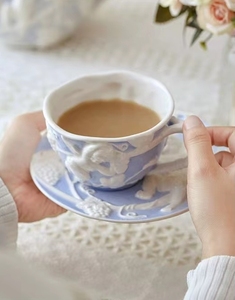 Ensemble de tasses à café en céramique, motif <span class=keywords><strong>cupidon</strong></span> peint rétro en relief, tasse de thé britannique de l'après-midi, tasse à café en céramique, offre spéciale - Product Image 3