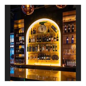 Restaurante Bar Decoración Estantes de vino de acero inoxidable Estante de exhibición Estante de pared Estante de vino Bar Decoración interior - Product Image 6