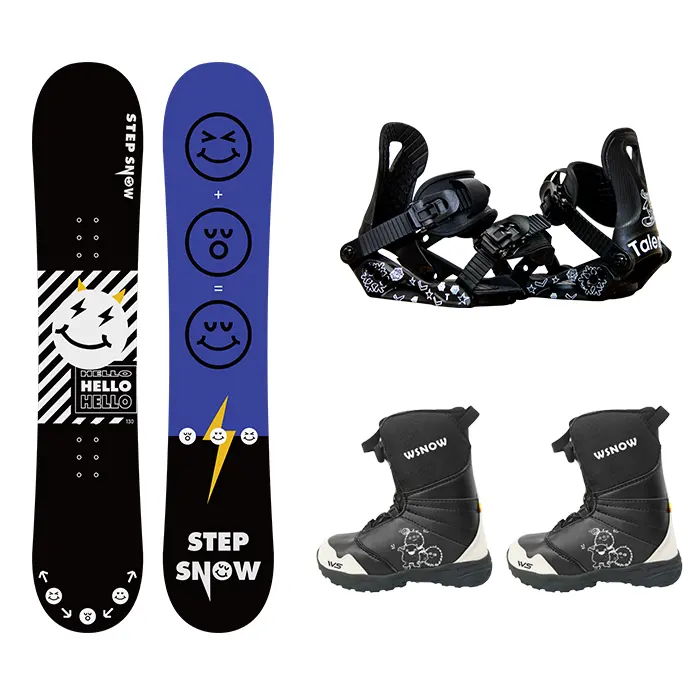 Equipamento de snowboard infantil snowboard + braçadeiras + botas com fios de aço