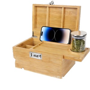 Caja de almacenamiento de madera con cerradura de combinación, embalaje de regalo artesanal de bambú, forma rectangular, con cerradura para almacenamiento de tabaco y cigarros - Product Image 5