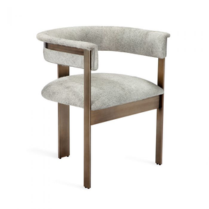 Sedia da Pranzo Moderna di Lusso in Acciaio Inox Bronzato a Tre Gambe <span class=keywords><strong>con</strong></span> Schienale Curvo e Braccioli in Vera Pelle - Product Image 6