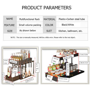 Étagères de <span class=keywords><strong>rangement</strong></span> multifonctionnelles pour la salle de bain et la cuisine sous l'évier Organisateur de meuble Panier coulissant en métal à 2 niveaux - Product Image 6