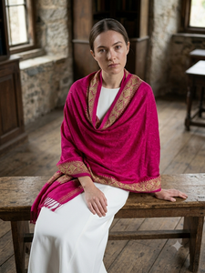 Classic Embroidered Floral Digital Print Viscose Shawl Long Fringe Soft Warm Lightweight Breathable Reversible Traditional - Product Image 3