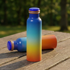 Modern Gradient Sunset Ombre Eco-friendly <b>Metal</b> <b>Water</b> <b>Bottle</b> with Lid Portable Travel Drinkware for Office Use - Product Image 1