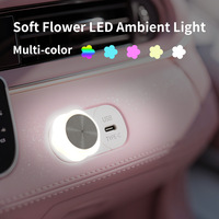 Nueva Luz Ambiental para Auto Z6 con Diseño de Flor, Lámpara LED Mini Portátil USB, Accesorios Interiores Inalámbricos Plug and Play